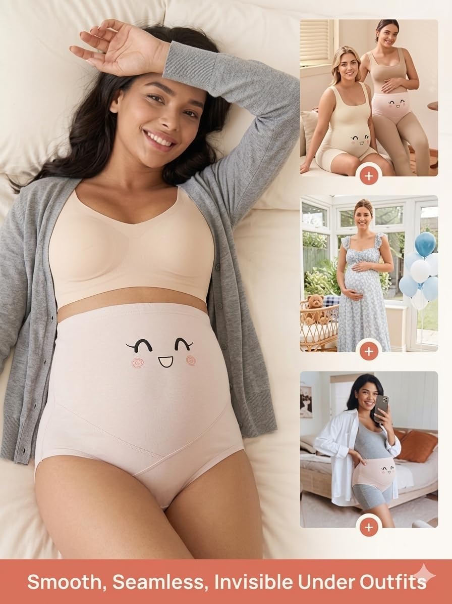 Fashiol Women's High Waist Cotton Stretch Briefs | Full Coverage Maternity Panties | Ideal for Pregnancy & C-Section Recovery (in, Alpha, 9XL, Plus, 7914) 3
