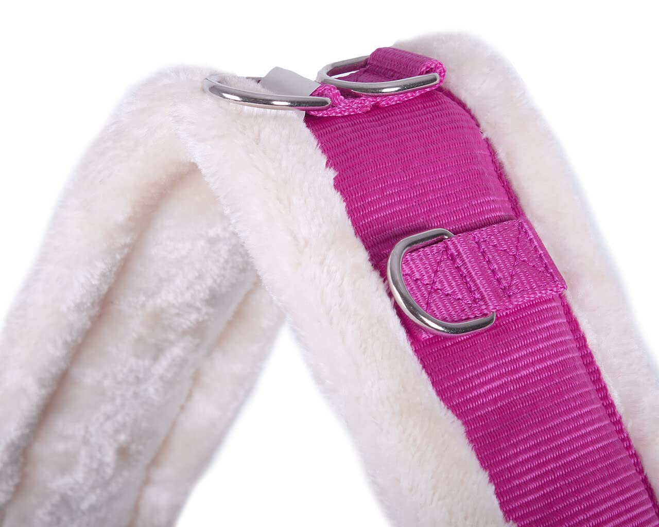 QHP Longiergurt Ontario einstellbar mit Ringen Kunstfell Fuchsia