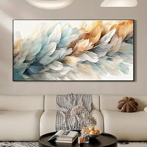 LMYSXAOZ Prints On Canvas Painting Modern Abstract Feather Art Print, Wall Decor For Living Room & Kitchen Home Decoration(55X110cm)