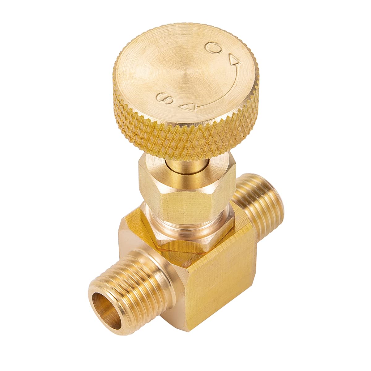 2 válvulas de aguja de control de repuesto de latón resistente de 1/4 pulgadas Npt macho x 1/4 pulgadas Npt conexión macho