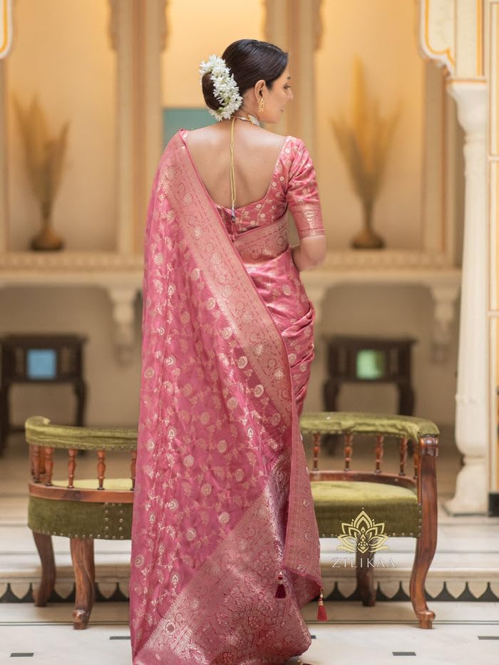 Image of C J Enterprise Women's Pure Kanjivaram Soft Silk Saree Banarasi Style Sarees For Wedding With Blouse Piece (Pari-165)