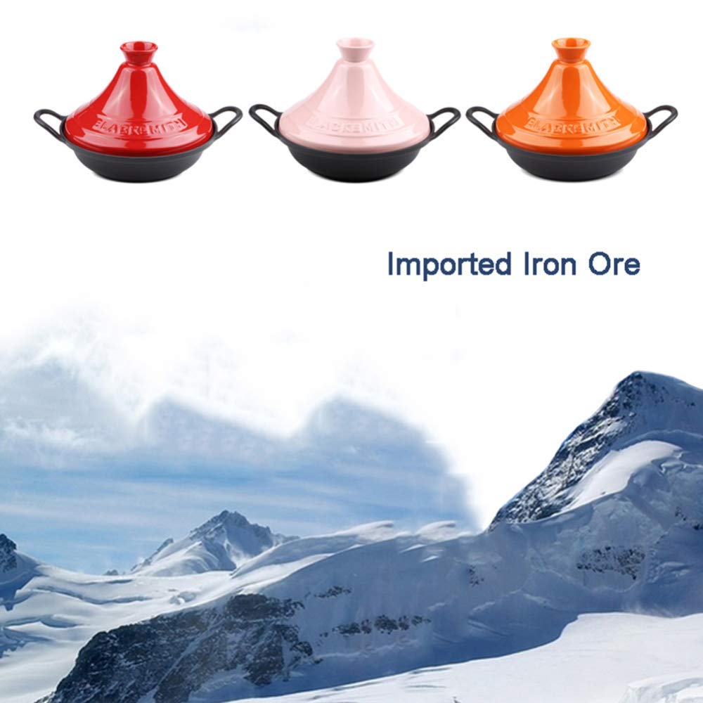 Marmite à tajine, marmite en Fonte émaillée, cocotte en céramique braisée Maison Japonaise de Cuisson et réglages de température Four/Rouge