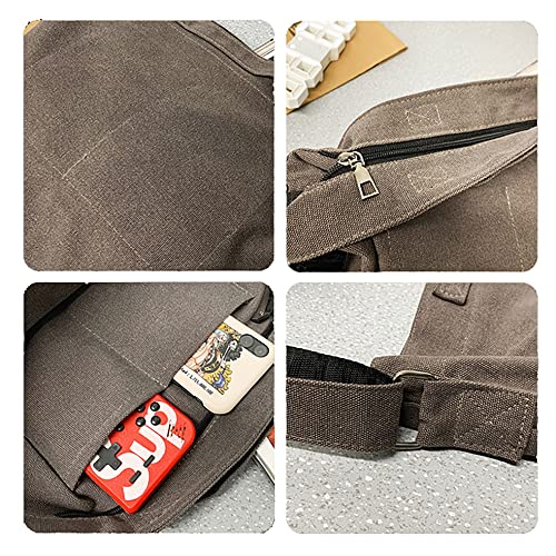Image of Sumleno Canvas Messenger Vintage Bag Alt Emo Crossbody Bag Goth Punk Shoulder Satchels Harajuku Grunge Handbag