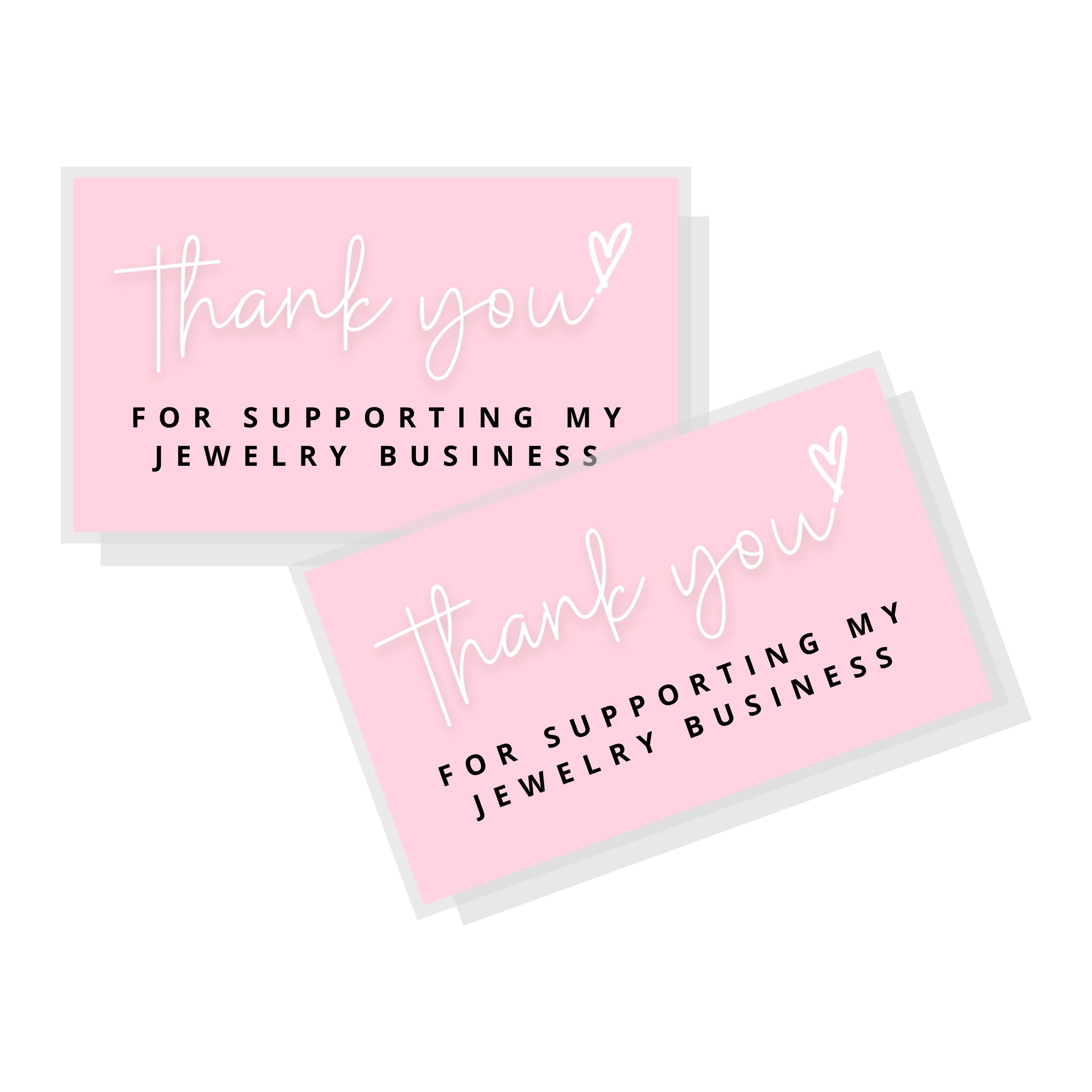 Thank You For Supporting My Jewelry Business Cards | 50 Pack | 2x3.5” Business Card Size | Jewelry Consultant Supplies | Small Business | Pink Card