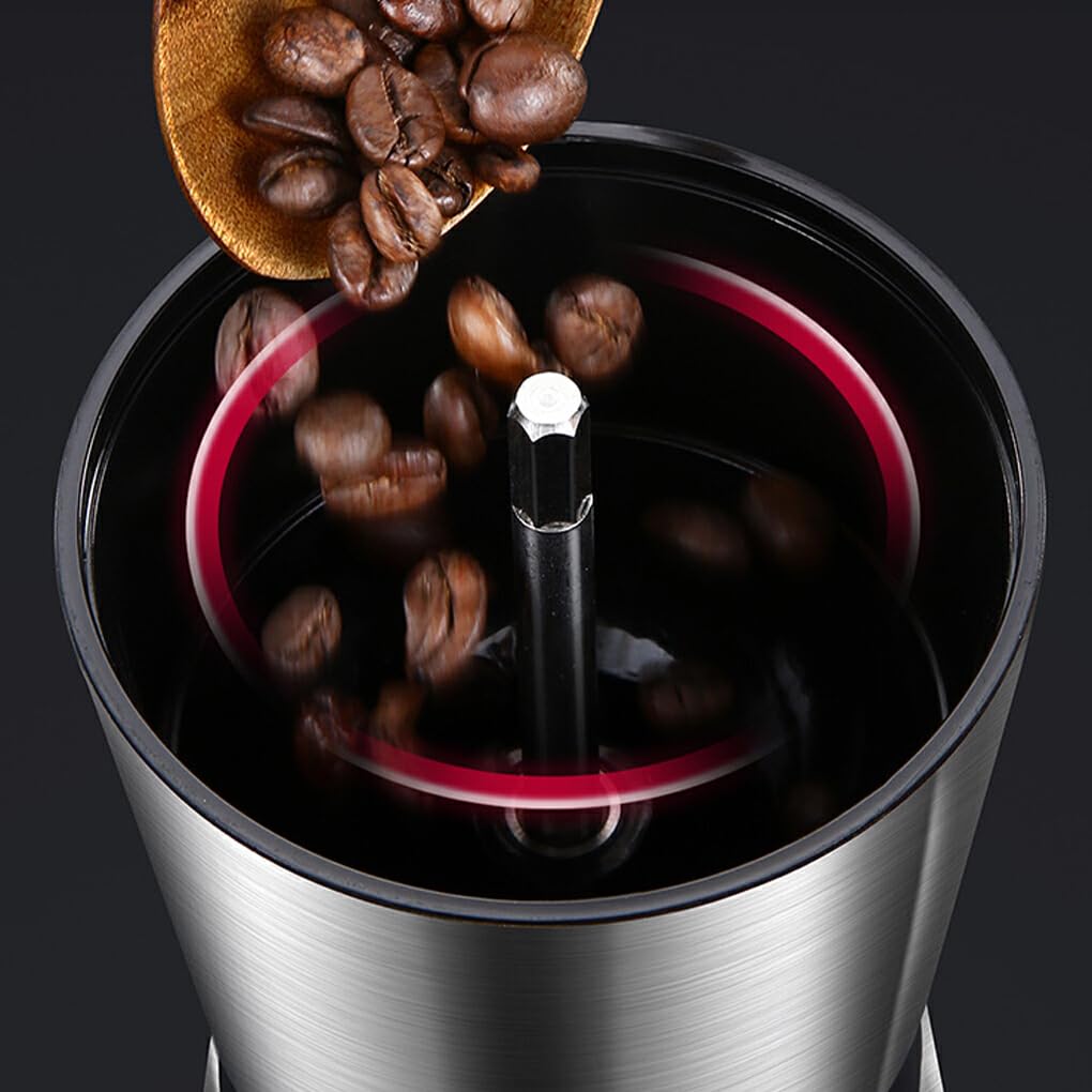 Molinillo de cocina o cafetería con mango extendido para moler fácilmente, molinillo externo de 8 velocidades, grueso y fino, de acero inoxidable