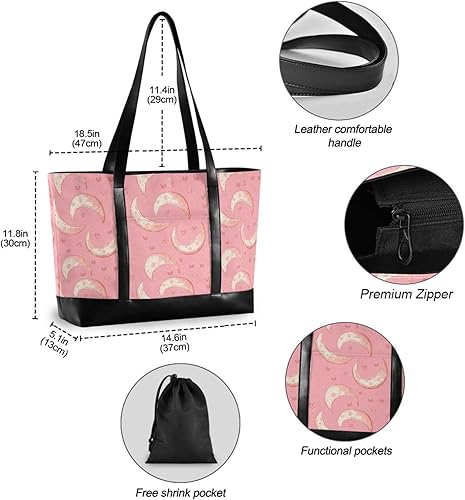 Miniatura 4 de Moon Vintage Valentine bolsa de portátil de moda con cremallera bolsa para mujeres trabajo para piscina, gimnasio, comestibles, viajes con damas