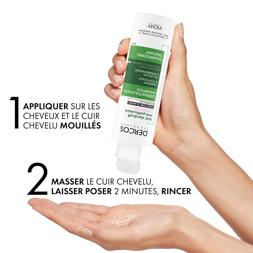 Vichy, Dercos, Shampooing Traitant Anti-Pelliculaire, Pellicules & Démangeaisons, Cuir Chevelu Sensible, 200ml