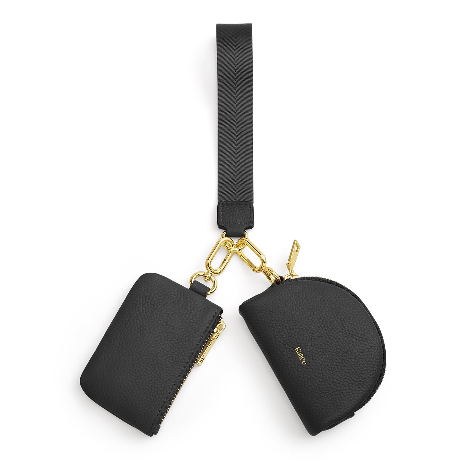 Kattee Mini Leather Wristlet Wallets for Women, RFID Blocking Wallet Women, Dual Pouch Keychain Coin Purse Change Pouch