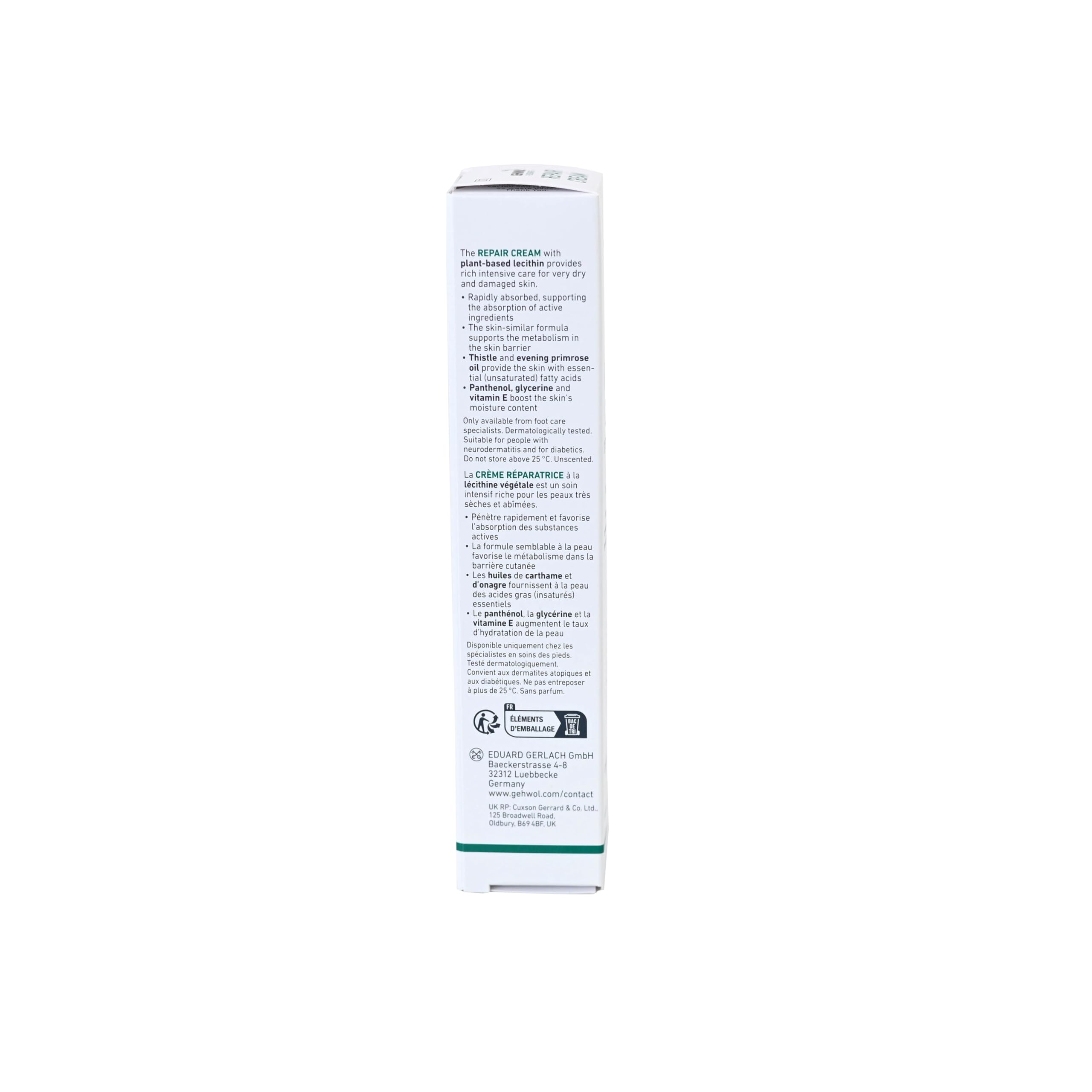 GEHWOL Repair Cream – Intensive Care for Very Dry, Damaged Skin, Deep Skin Barrier Repair, 2.6 oz / 75 ml