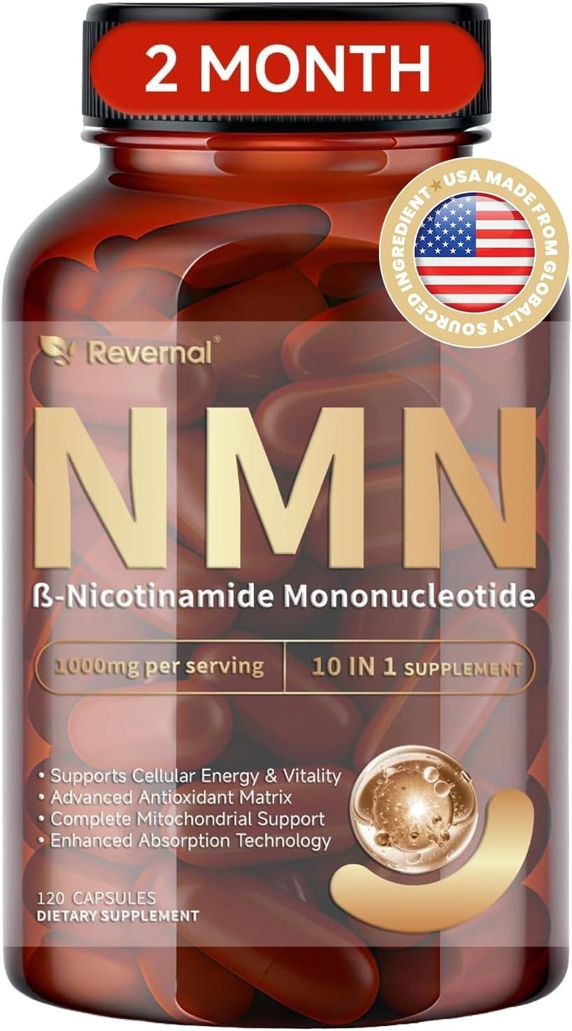 NMN Supplement 1000mg |120 Capsules 10-in-1 with Resveratrol, Quercetin, CoQ10 & Glutathione | Cellular Energy & Antioxidant Complex | Enhanced Bioavailability Formula with TMG & Black Pepper