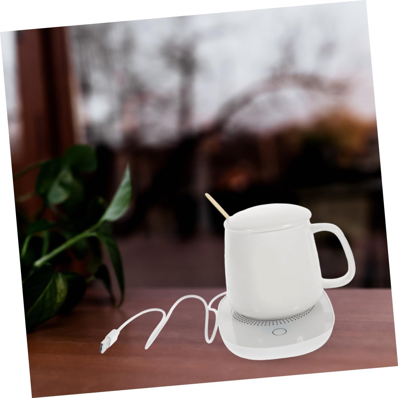 Mikinona USB Thermostat Cup Warmer Mat Set 55℃ Heating Pad for Ceramic Mug with Gravity Sensor, Milk Heater for Bottle, USB Powered Beverage Warmer for Office and Home Use