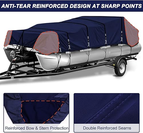 Miniatura 6 de Cubierta para lancha de pontón remolcable de grado marino 900D, resistente a la decoloración y al desgarro, resistente al agua y a los rayos UV, con