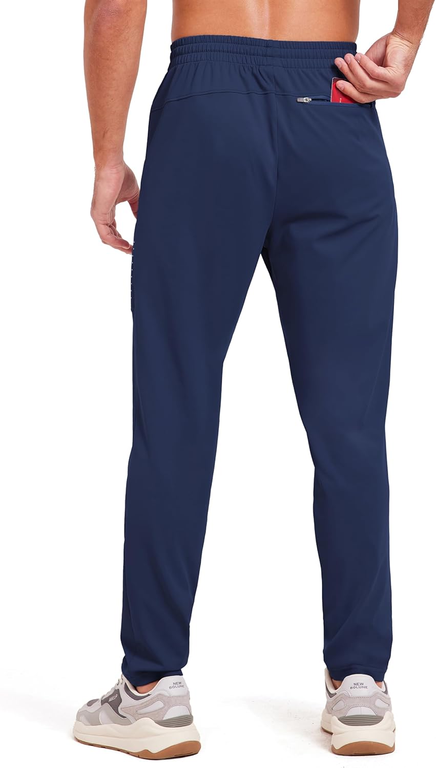 Men's Athletic Joggers Pants Stretch Tapered Casual Track Pants Elastic Waist Workout Jogging Sweatpants Zip Pockets - Image 3