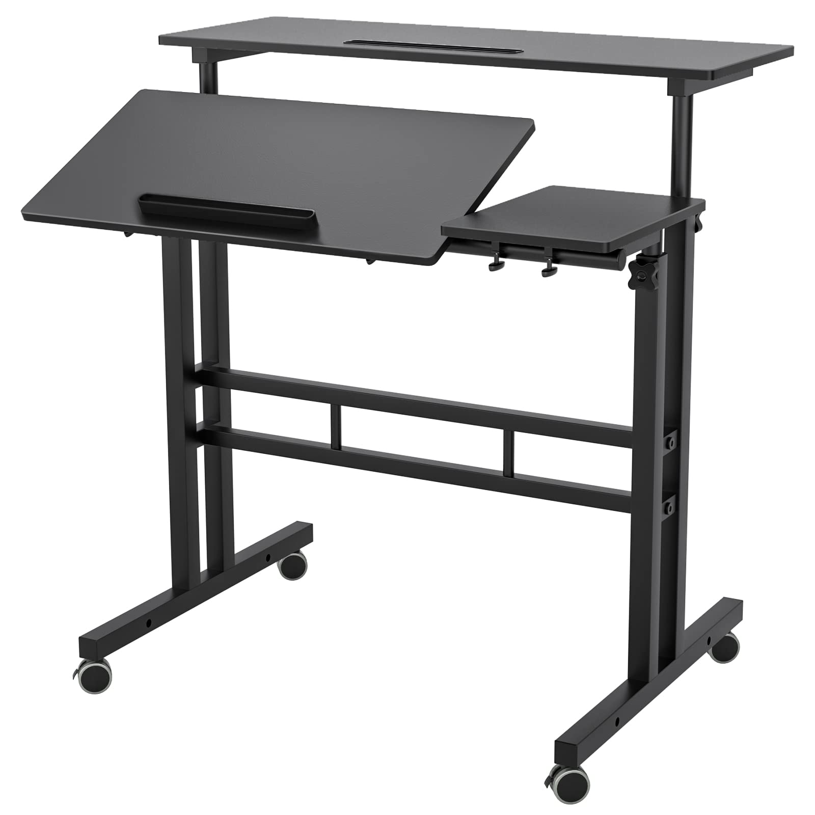 Scrivania regolabile in altezza, scrivania per computer, scrivania da ufficio, tavolo da studio rimovibile, 80 x 60 x 67-115 cm, nero, postazione di lavoro ergonomica, design moderno, mobili per casa