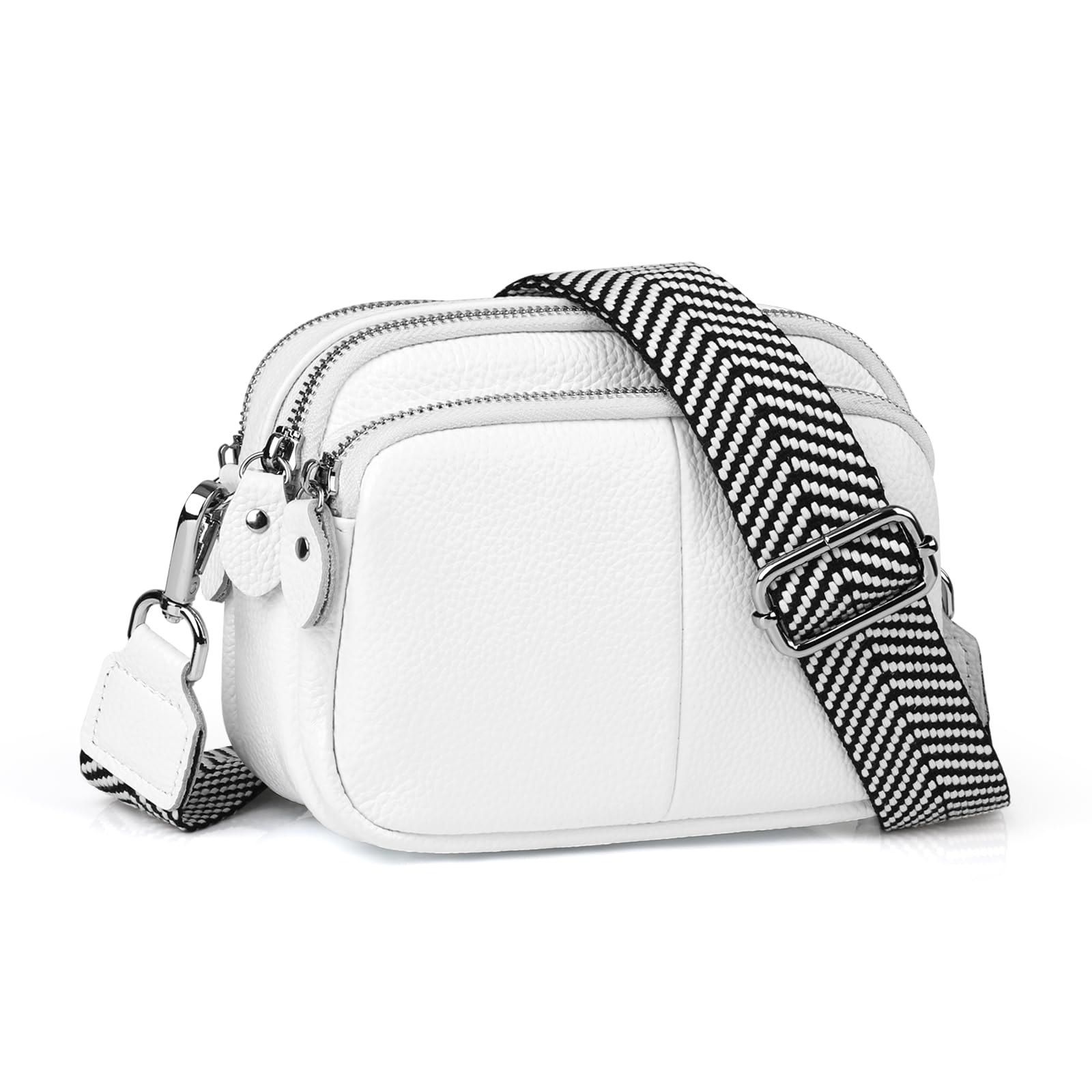 befenGenuine Leather Cross Body Bag for Women Small Shoulder Bag Triple Zippper Camera Hand Bag Phone Purse Bag