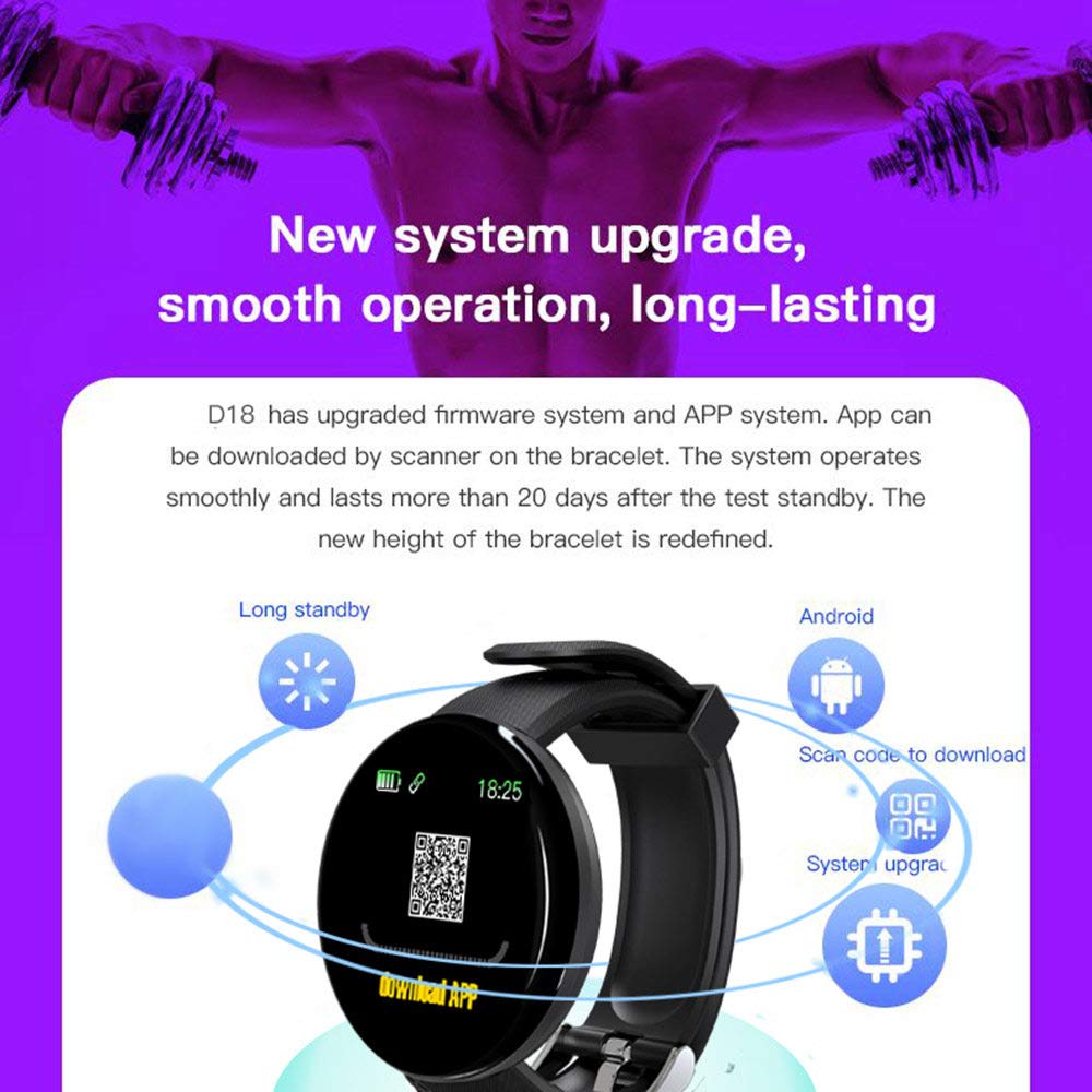 KANBUN Reloj inteligente para hombres y mujeres, presión arterial, redondo, resistente al agua, deportivo, rastreador de fitness para Android Ios, negro (negro)