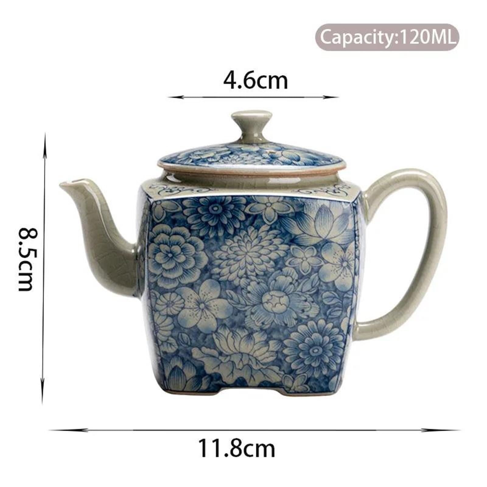 Juego de té Hecho a Mano de 120 ml, cerámica Tradicional China, Tetera de Porcelana Azul y Blanca Pintada a Mano de pequeña Capacidad, Juego de té de Viaje y servidores de café