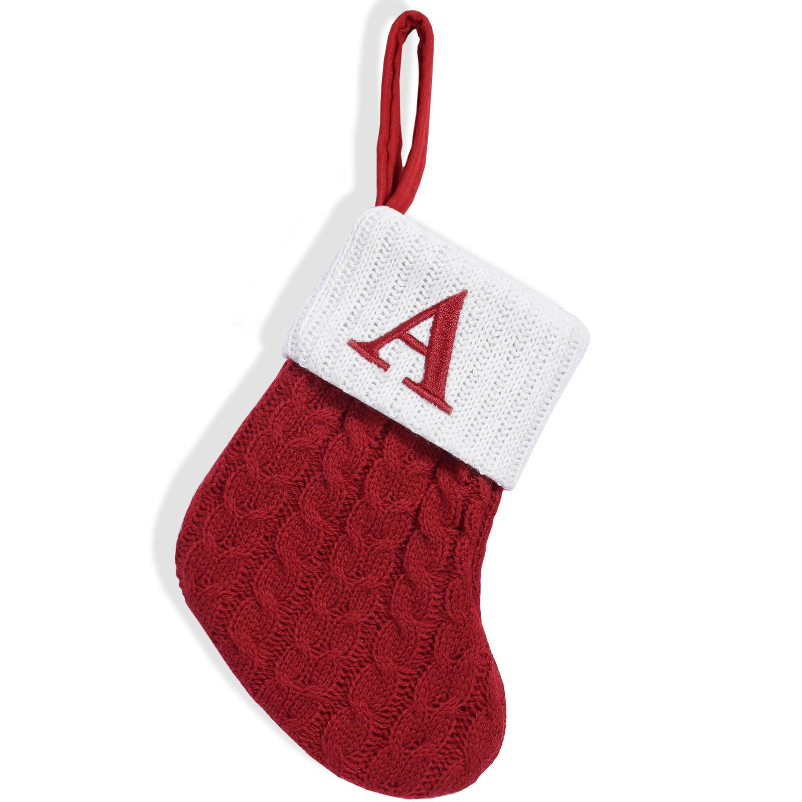 KAQNTUD Christmas Stockings with Initials Small Embroidered Letters Knitted Stockings Decorations for Family Christmas Tree Fireplaces Letters Hanging Socks Stockings for Decorations