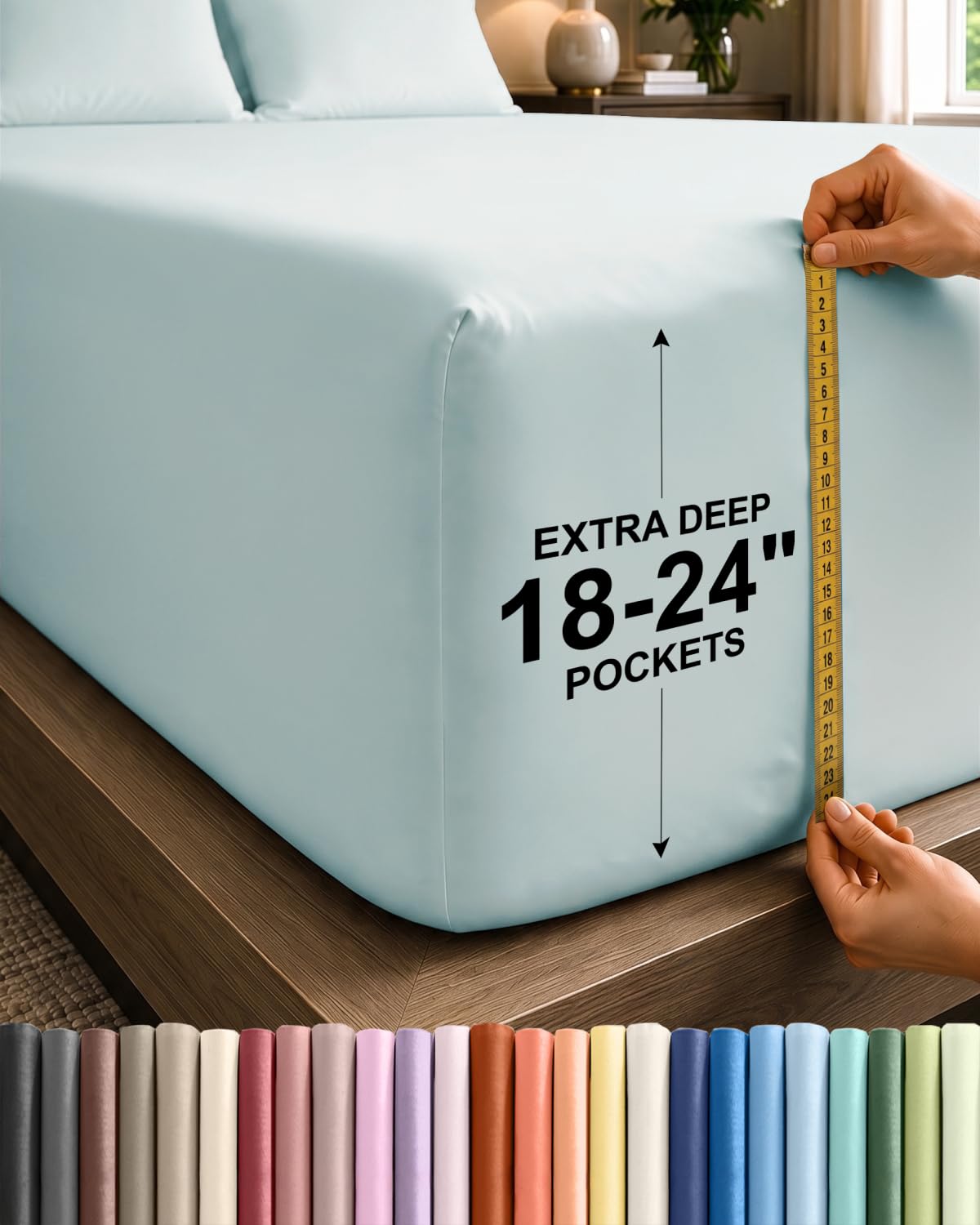 CGK Extra Deep Cal King Single Fitted Sheet Only - Ice Blue