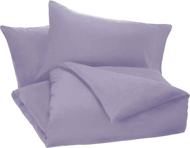 AmazonBasics Microfibre Duvet Set, Light Grey, 230cm x 220cm / 50cm x 80cm x2