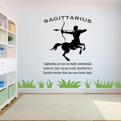 Letrero de fuego de Sagitario horóscopo de Sagitario no normalmente sentimental vinilo del zodiaco de Sagitario decoración de pared para dormitorio