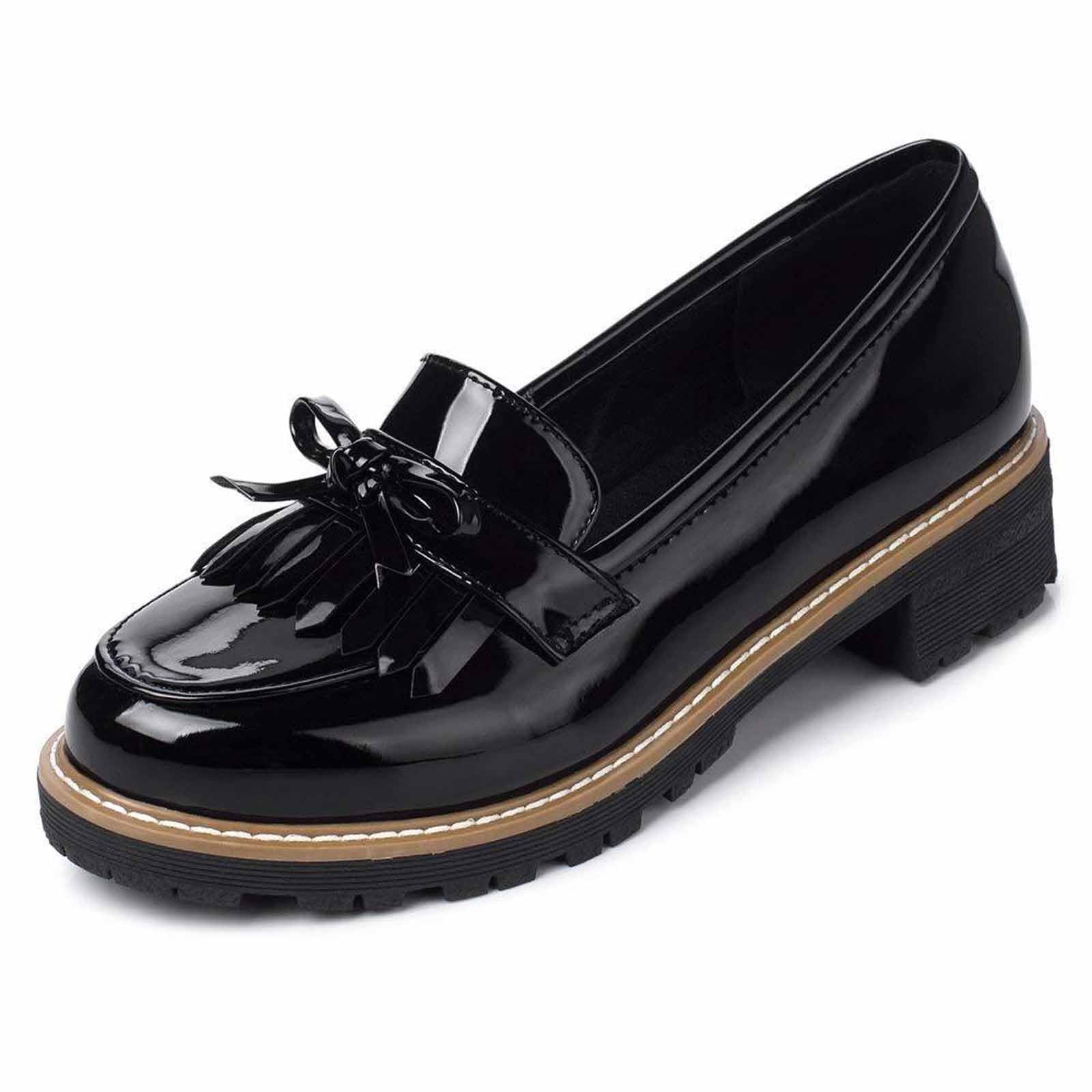 Zapatillas genéricas informales, cómodas mocasines de piel con diseño de borlas de lazo para el día a día