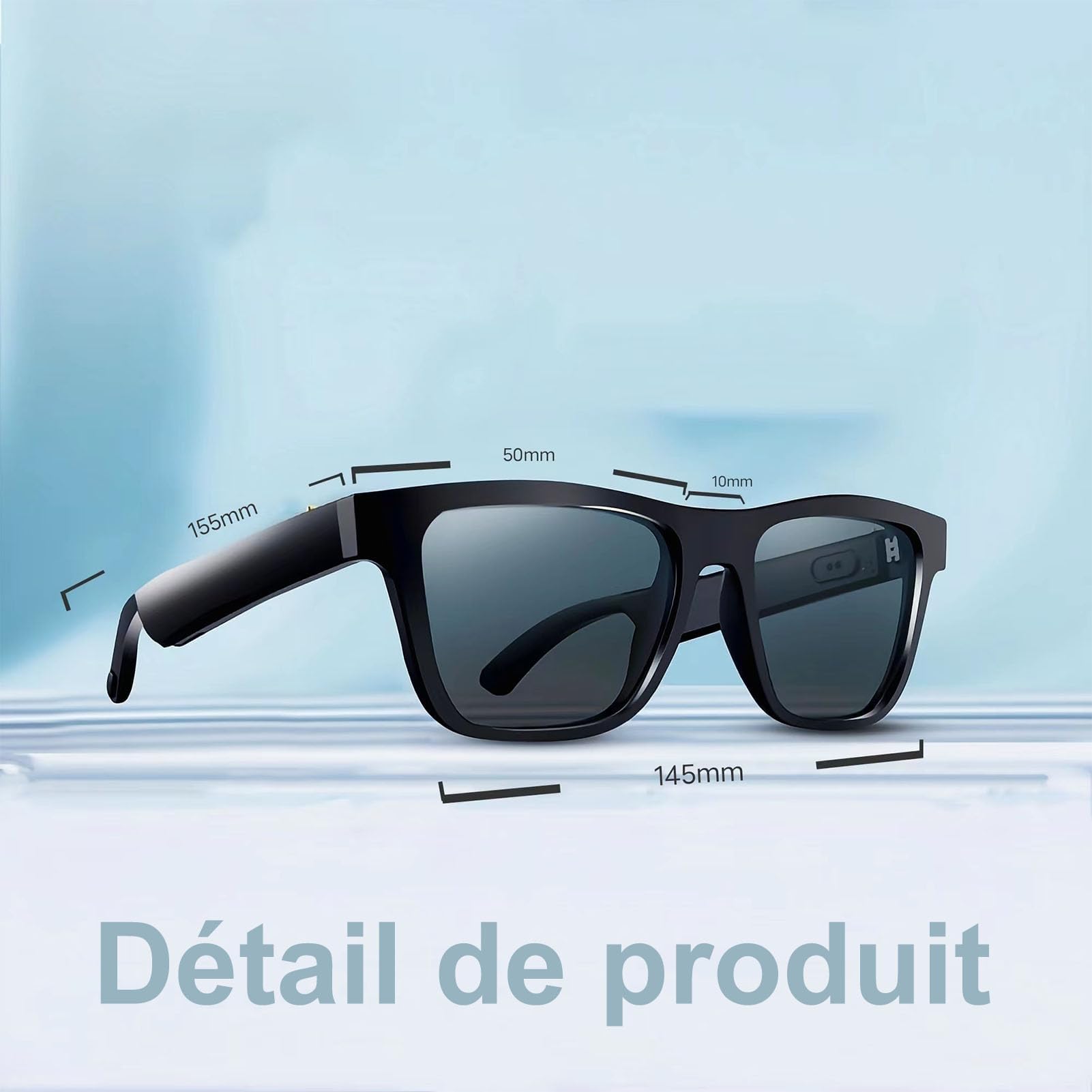 Lunettes Connectées tactil Contrôle Homme Femme Smart Glasses Lunettes Intelligentes Ecouteur sans Fil Smart Glasses pour Android iOS Musique Telephone Sport Velo Assistant Vocal Etanche