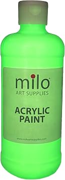 milo Glow in the Dark Acrylic Paint, Clear Phosphorescent Glow, 16oz Bottle