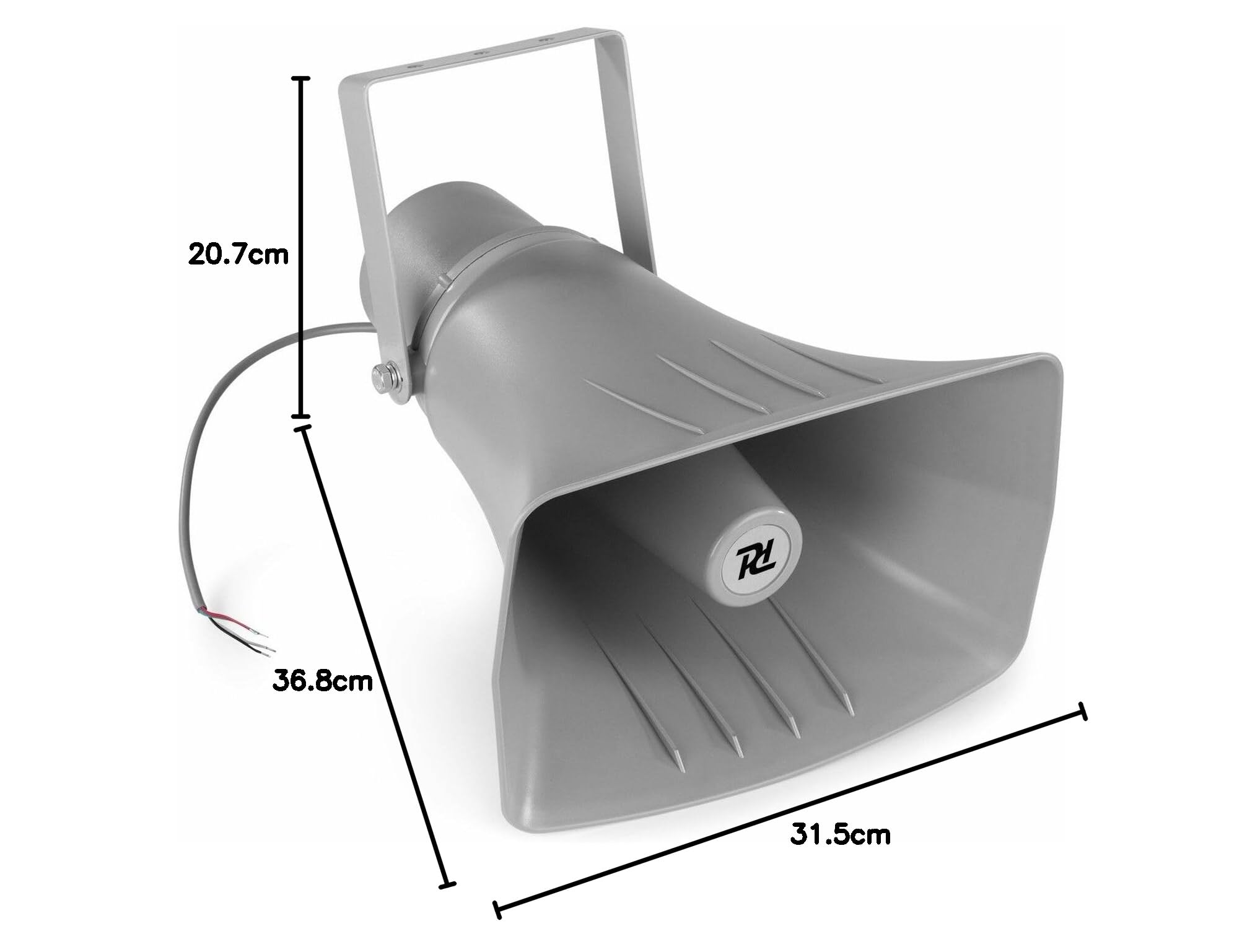 Power Dynamics HS40 - Altavoz de bocina, instalación línea 100 V, suministrado con Soporte de Montaje, Ideal para megafonía en estadios Deportivos o almacenes, 3 potencias de Salida 10W / 20W / 40W