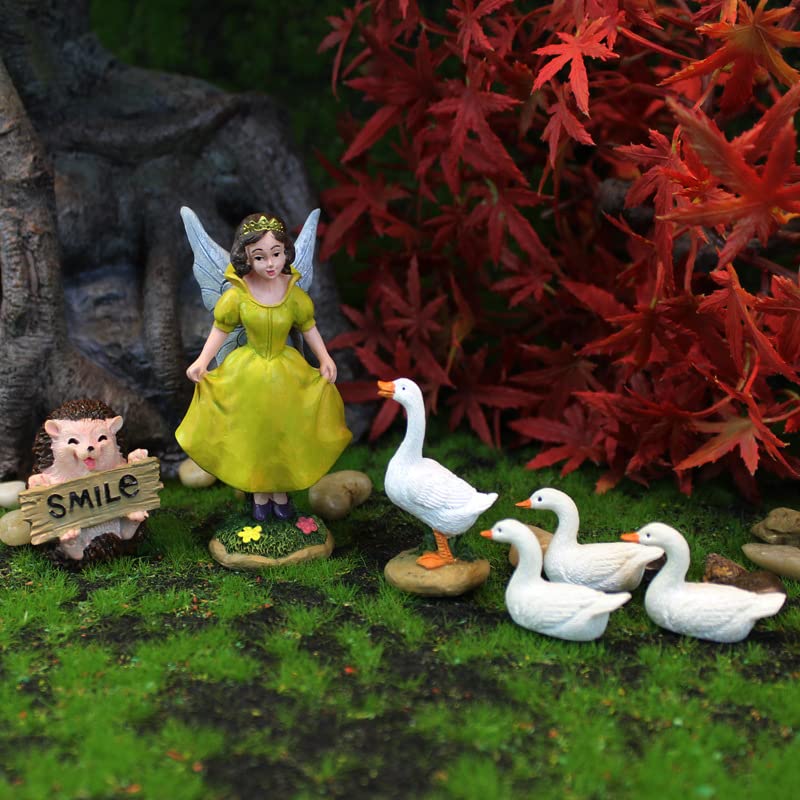 6 Pieces Fairy Garden Accessories Resin Hedgehog Ducks Fairy Figurines Statue Miniature Garden Figurines, Fairy Garden Animals Figurines for Garden Micro Landscape Plant Pots Bonsai Craft Decor