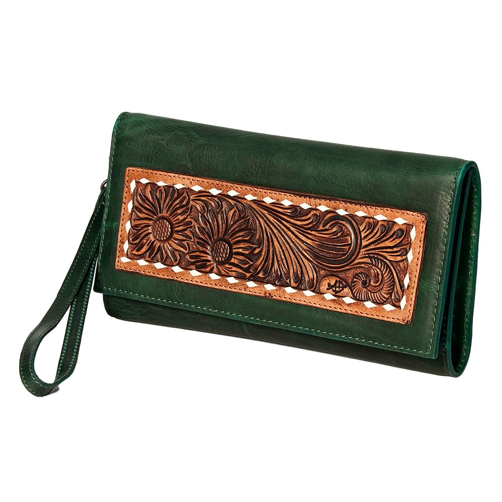 American Darling ADBGZ266 Wristlet Hand Tooled Genuine Leather Women Bag Western Handbag Purse