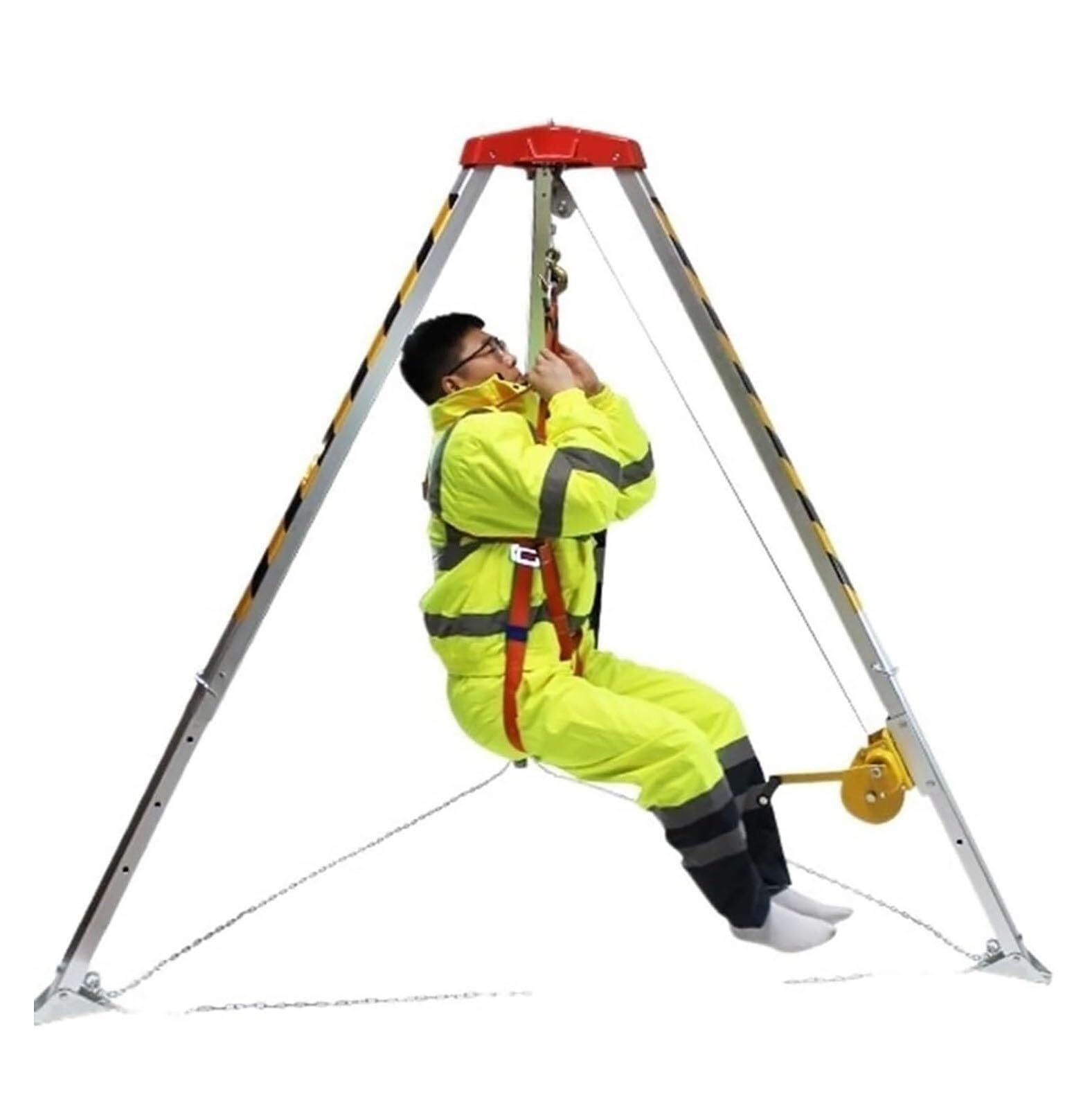 icVantA Confined Space Tripod Kit 7ft Legs 1200/1800/2600lbs Firefighting Rescue Tripod for Pipelines Tunnels Sewer 98' Cable Lift System with 33' Fall Protection,1200LBS Winch