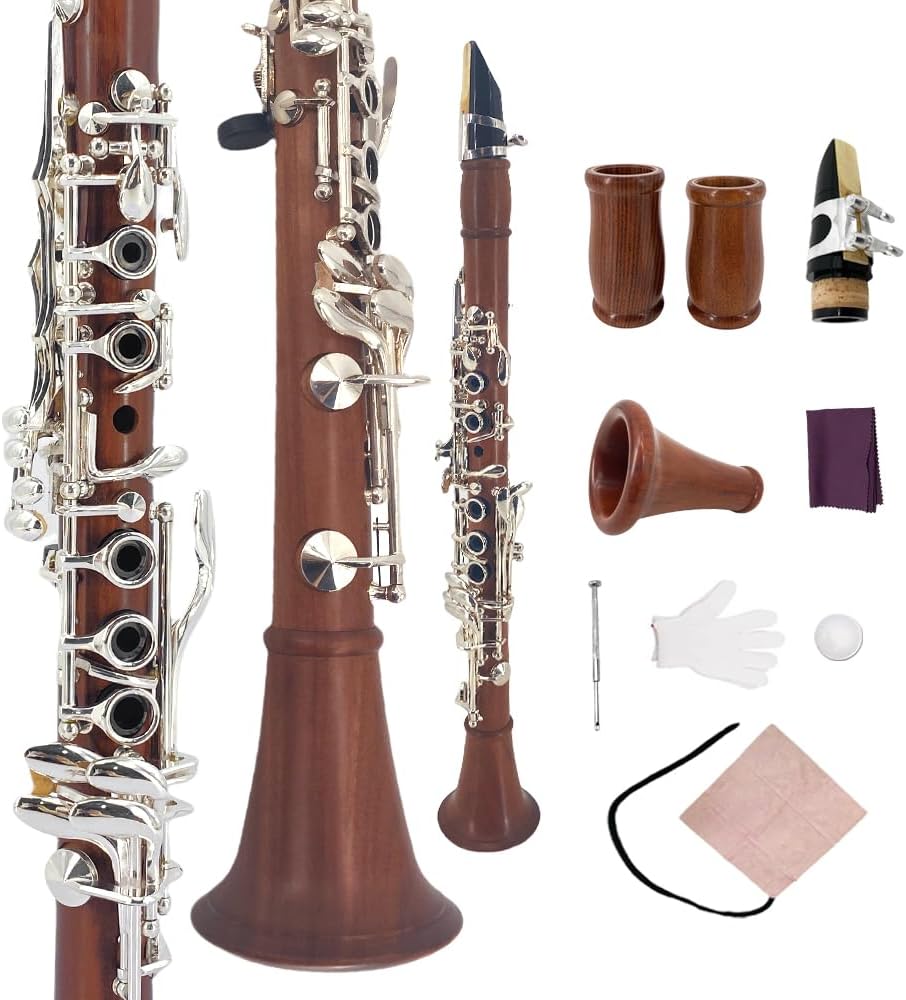 New Advanced Eb Key Clarinet with Good Material beautiful Sound Quality Adjustable Thumb Rest (Rosewood)