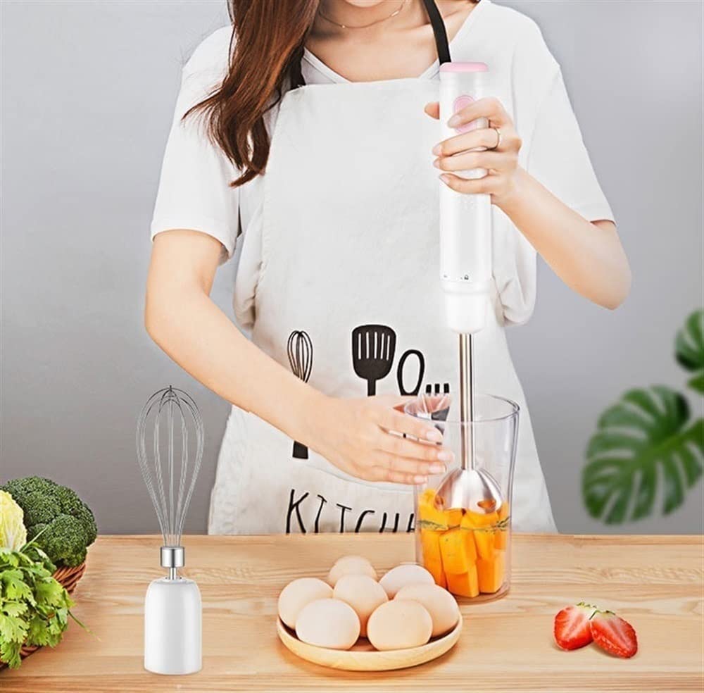 Blender ręczny zanurzeniowy, blender ręczny 4 w 1, trzepaczka do jajek, ostrza ze stali nierdzewnej, blender ręczny do koktajli/przecierów, jedzenia dla dzieci/sosów/zup