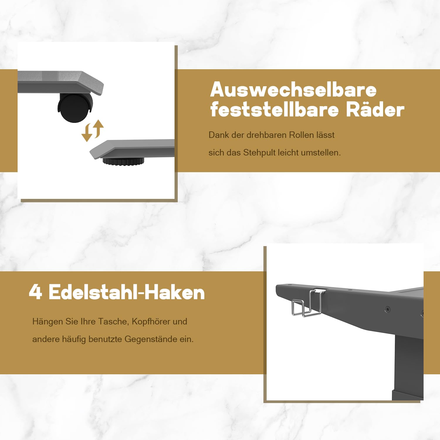 Homall G-23 PRO Höhenverstellbarer Tisch Gestell mit 2 Motoren,Elektrisch Tischgestell Belastbar bis 130KG, 3-Fach-Teleskop, Tischgestell mit Memory Steuerung, Kollisionschutz- und Erinnerungsfunktion