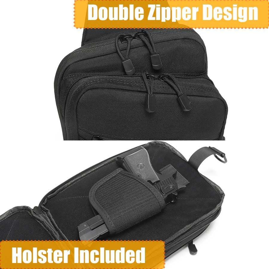 Concealed Carry Sling Bag for Men, Small Gun Backpack Chest Daypack EDC Shoulder Bag Crossbody CCW Range Bags of Handgun Travel Sports Hiking Black - Image 7