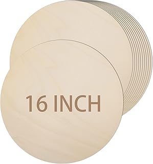 12 Pack 16 Inch Round Wood Circles for Crafts Unfinished Wood Circles Natural Round Wood Discs Blank Round Signs Cutouts for Door Hangers, Door Design, Signs Making, Wood Burning, Painting