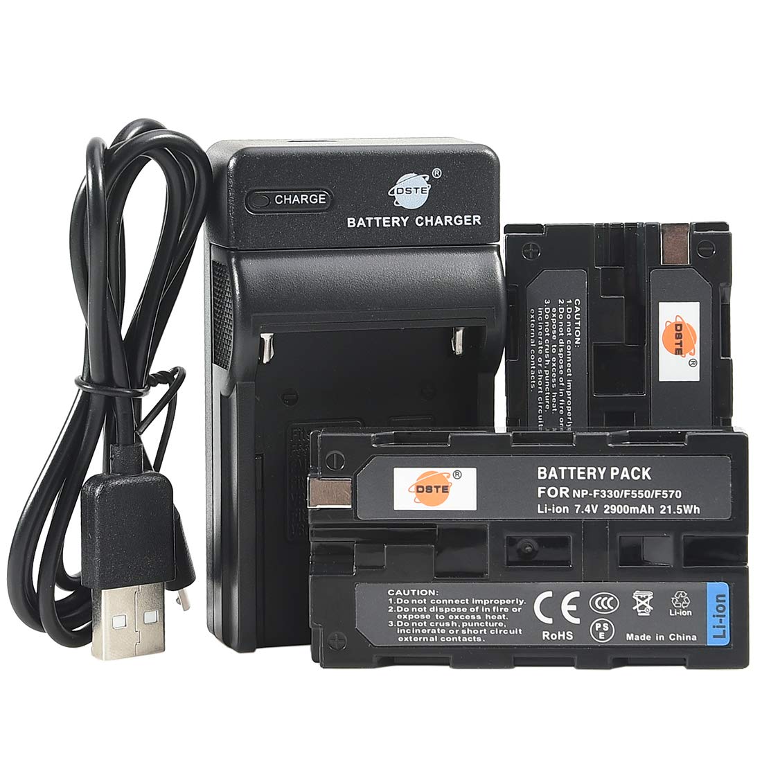 DSTE NP-F550 Camera Battery (2-pack) and Charger Compatible with Sony CCD-SC5 CCD-SC5/E CCD-SC55E CCD-SC55 CCD-SC6 CCD-SC65 CCD-SC7 CCD-SC7/E CCD-SC8/E CCD-SC9