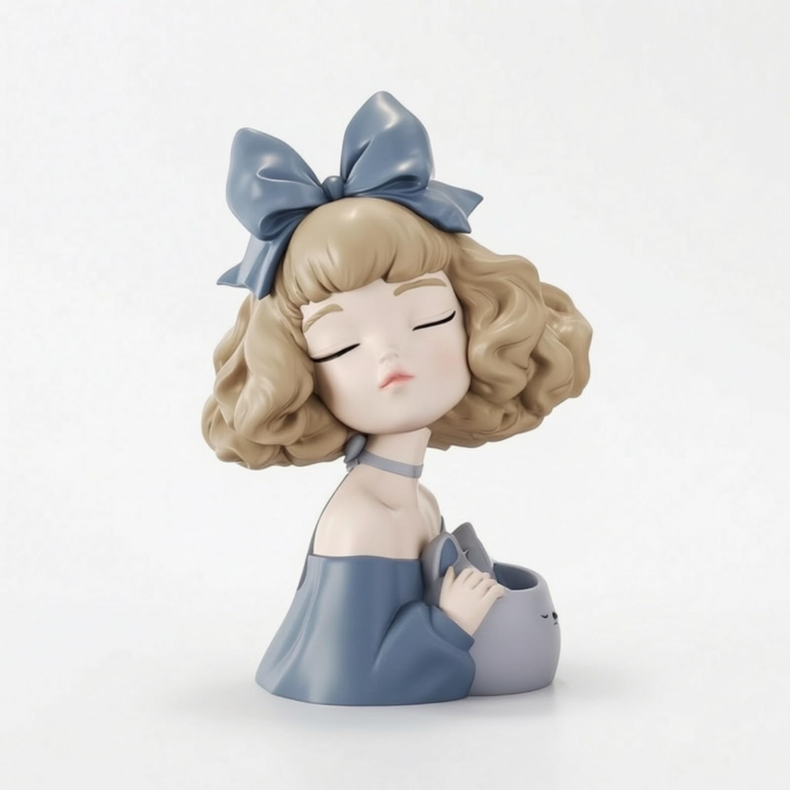 Stabil Stifteköcher mit Mädchen-Figur, Blau