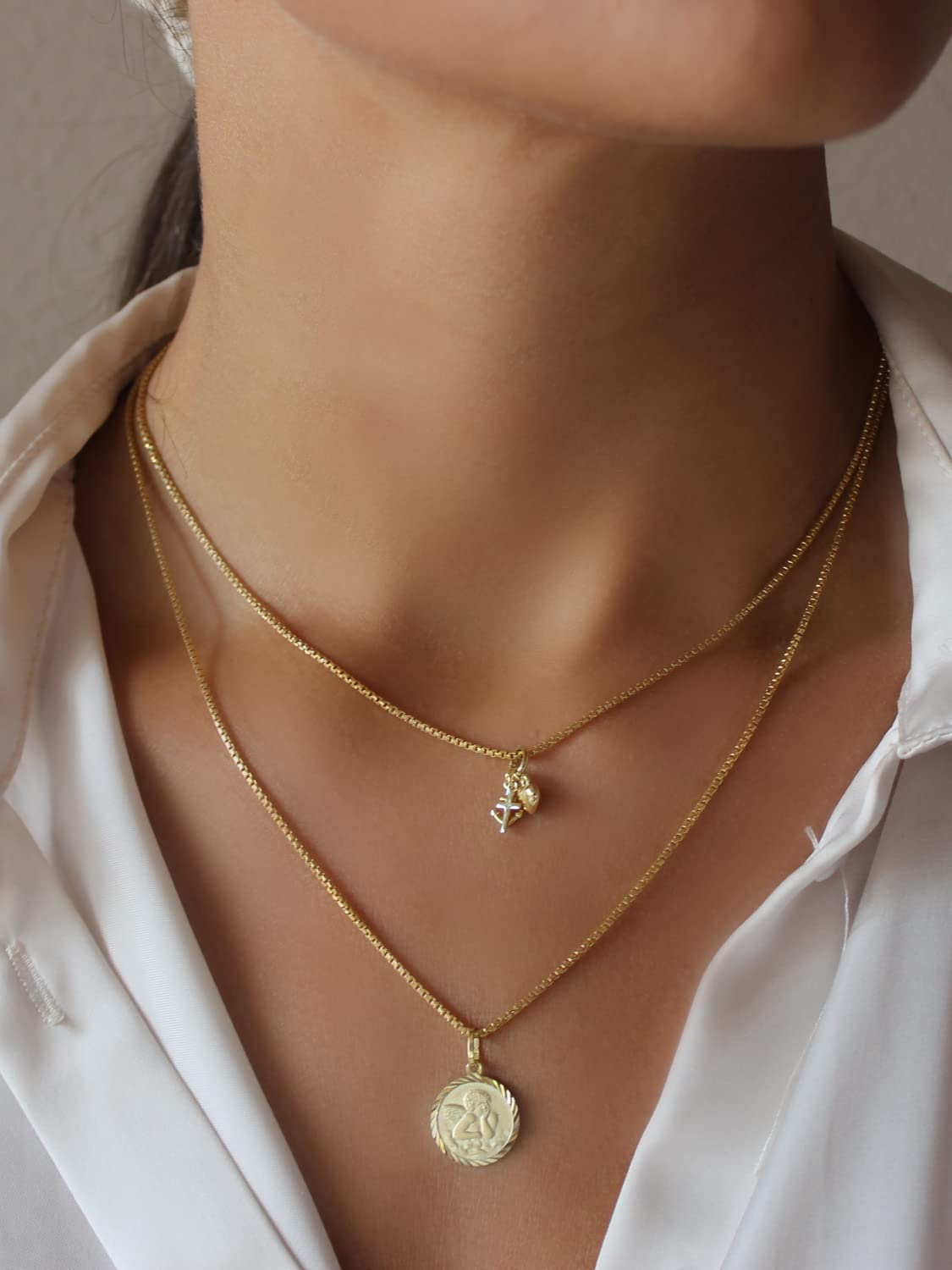 My Gold Pendentif Faith Love Hope (Sans Chaîne) Or Jaune Véritable Or 333 (8 Carats) 13mm x 5mm Coeur Ancre Croix Favori V0003666