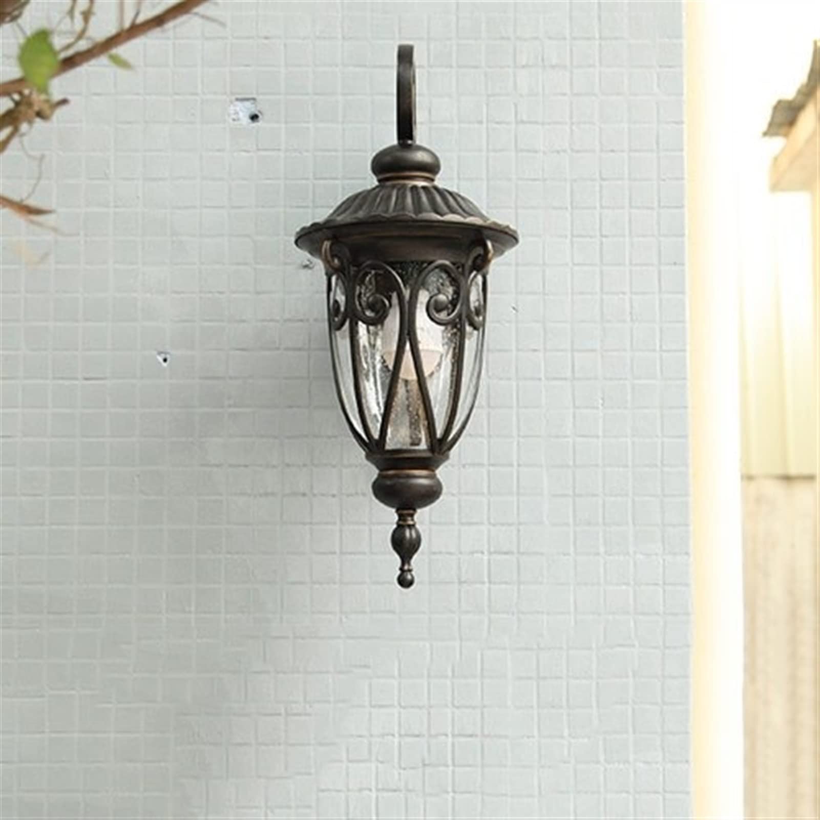 Lampada da Parete Moderna per Esterni, Lampada da Parete Europea E27, lampade da Parete in Vetro - Applique da Parete in Alluminio in Metallo Industriale retrò Europeo i(Down-Small