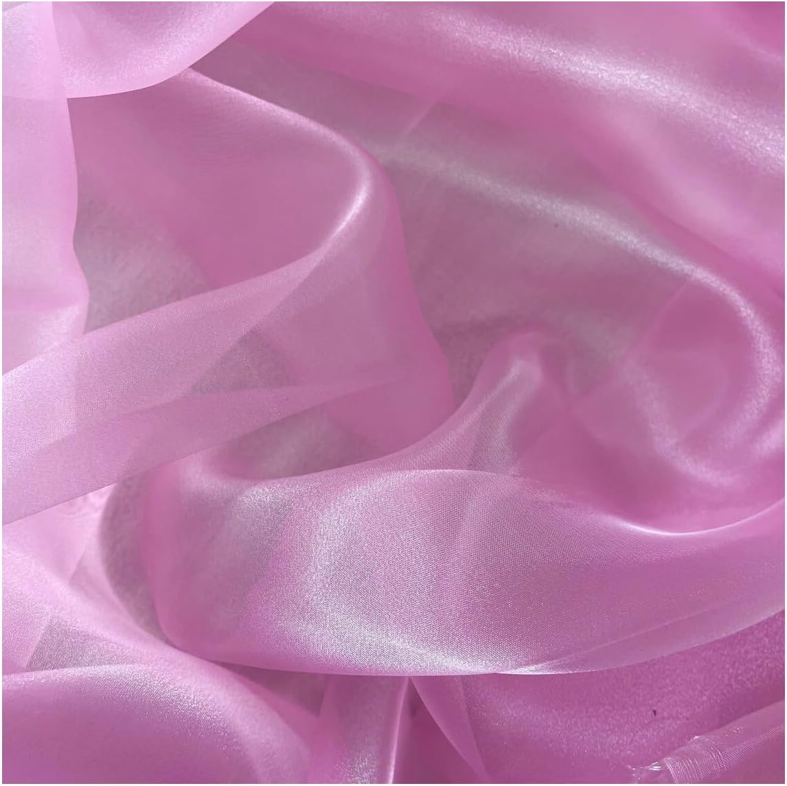 mds Pack of 30 Yards Long Bridal Solid Sheer Organza Fabric Bolt for Wedding Dress, Fashion, Crafts, Decorations, backdrop, Christmas Craft Supplies, Silky Shiny Organza Fabrics 44” Wide- Pink