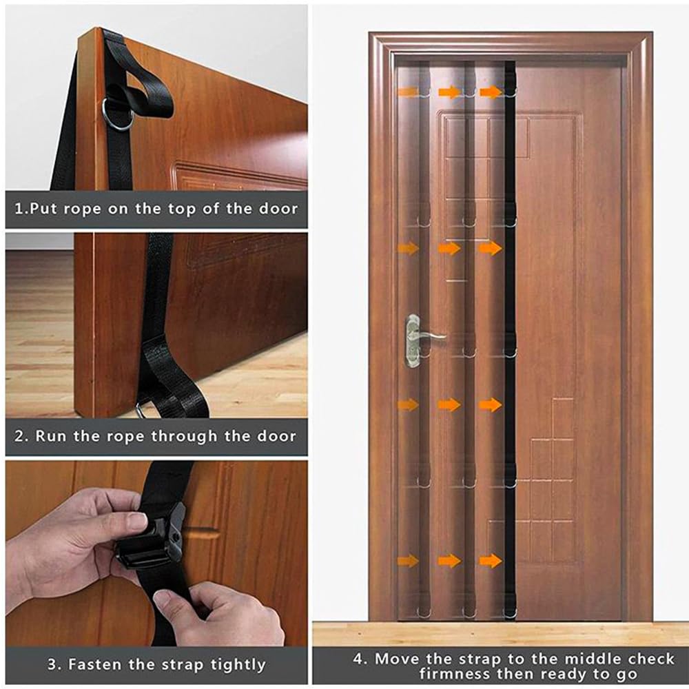 POFET Ancoraggio per Porta per carichi Pesanti, Allenamento per la Forza Anelli saldati ergonomici Antiscivolo di Grosso Spessore Fettuccia in Nylon Resistente