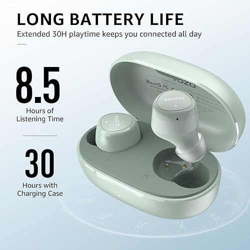 Miniatura 3 de TOZO Auriculares inalámbricos con micrófono integrado, llamadas claras, ergonómicos, ligeros, Bluetooth de 5.3 pulgadas, impermeables, sonido