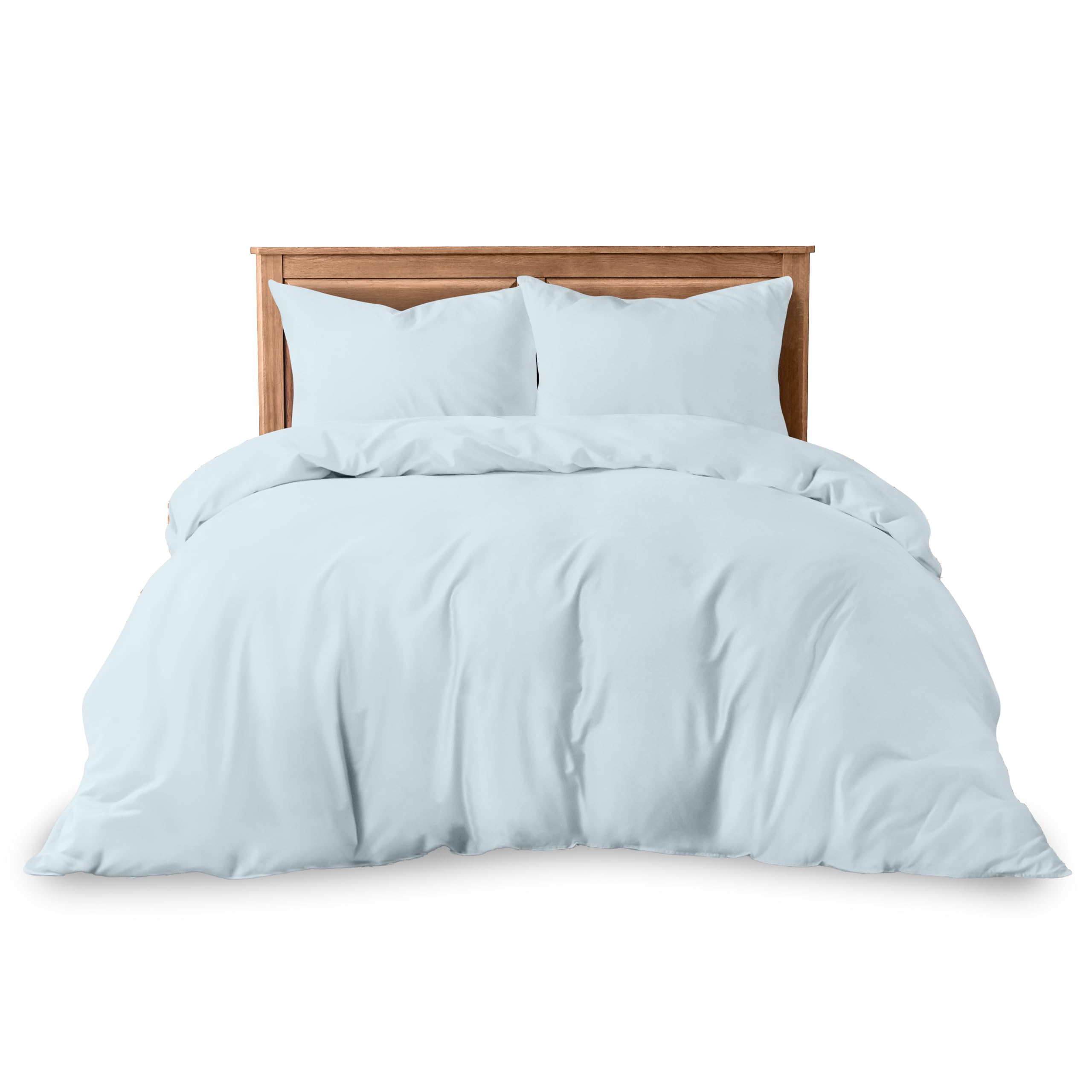 GC GAVENO CAVAILIA Easycare Plain Dyed King Size Duvet Cover, Breathable Percale Bedding Sets, Polycotton Quilt Bedset With Matching Pillow Cases, Sky Blue