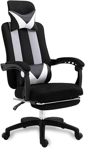 Computer Chair Home Study Room Bedroom Lifting Rotating Reclining Office Chair Comfortable Sedentary Breathable Fabric(White-Dinosaur Doodle4)