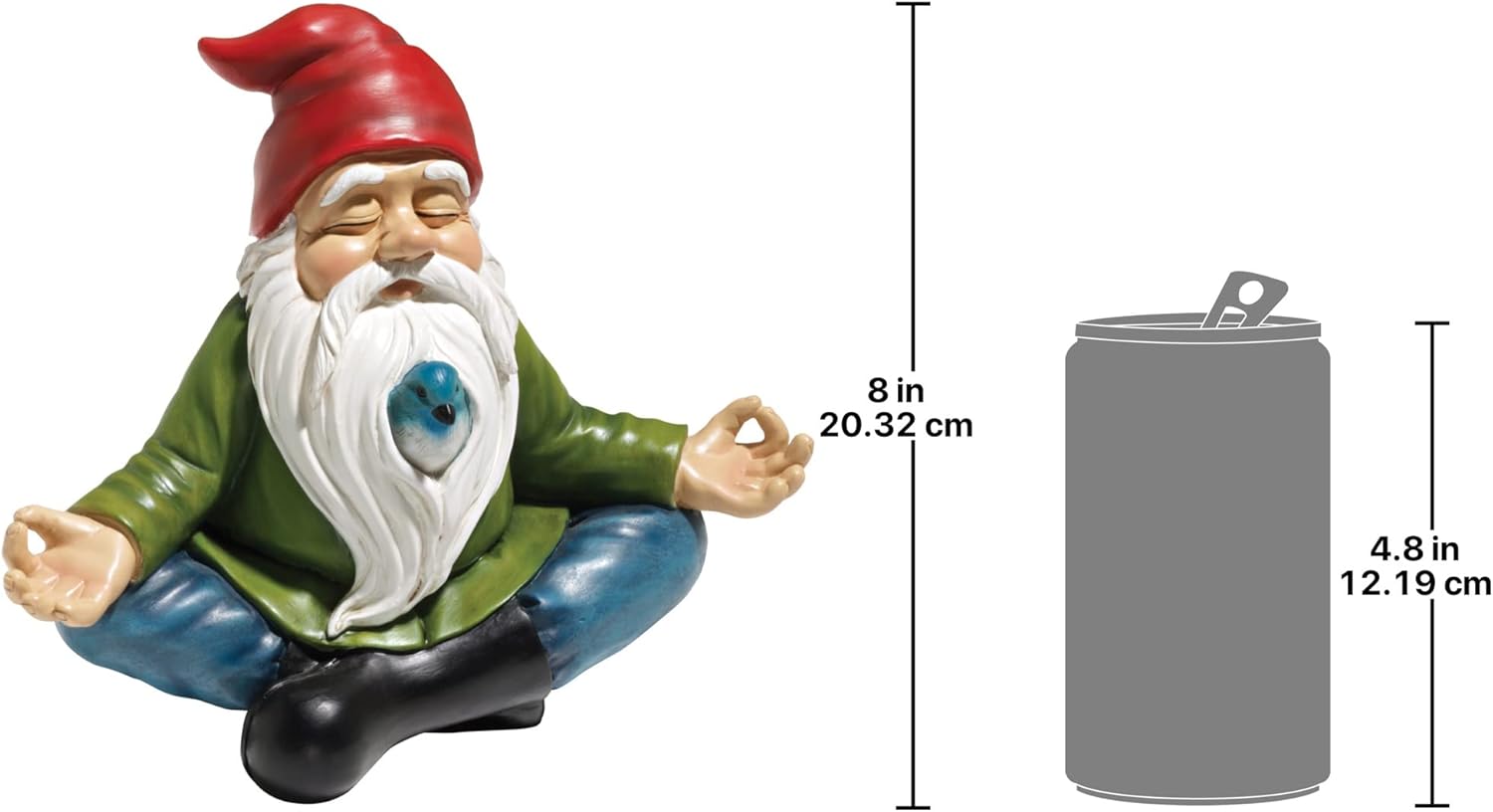 Whimsical Zen Garden Gnome Statue with Bird