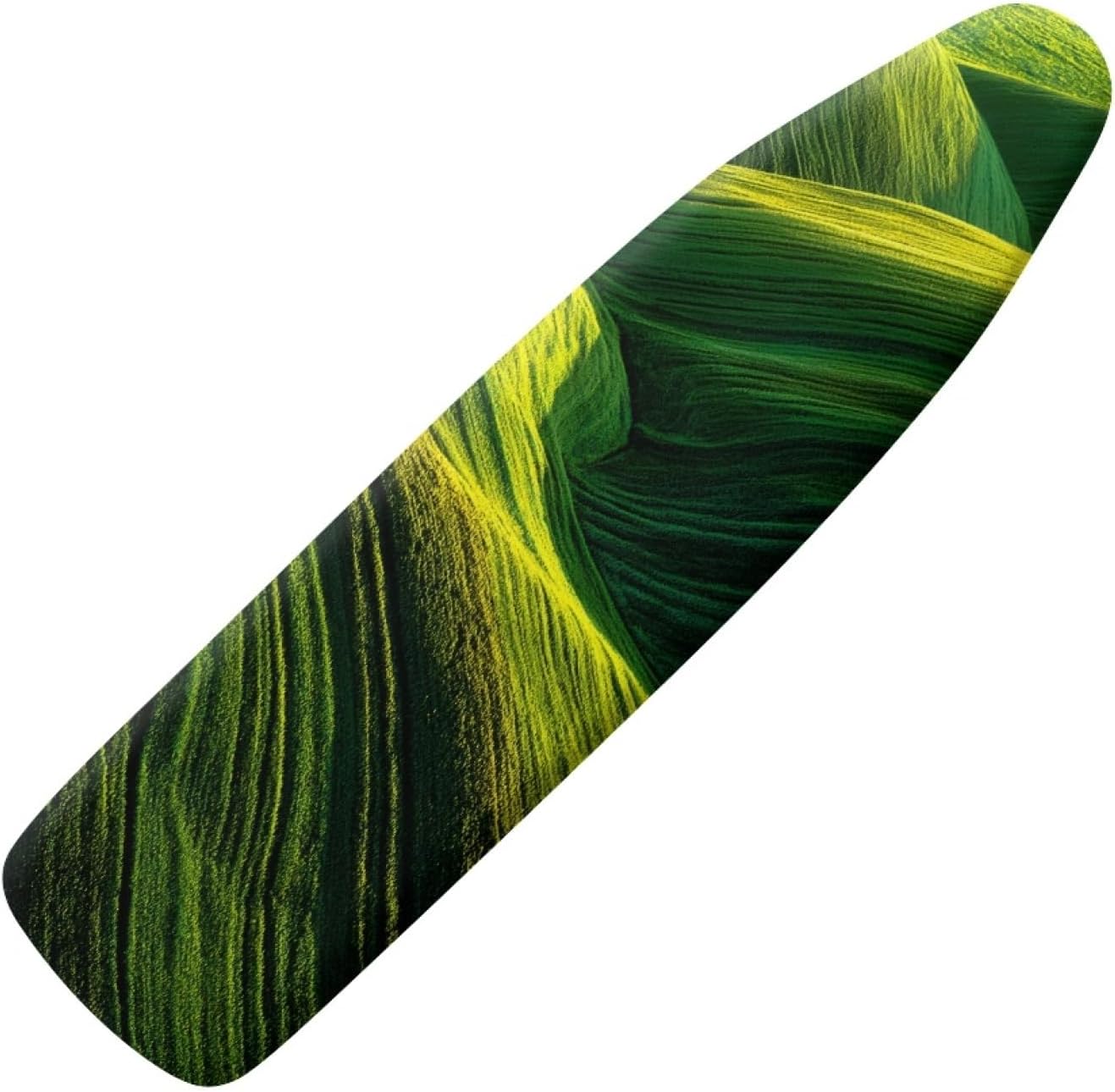 Large Ironing Board Cover and Pad 59x19 Green Layered Wave Lines Iron Table Cover with Padding,Extra Wide,Resist Scorching and Staining,Heatproof,Adjustable Fastener Durable Stain