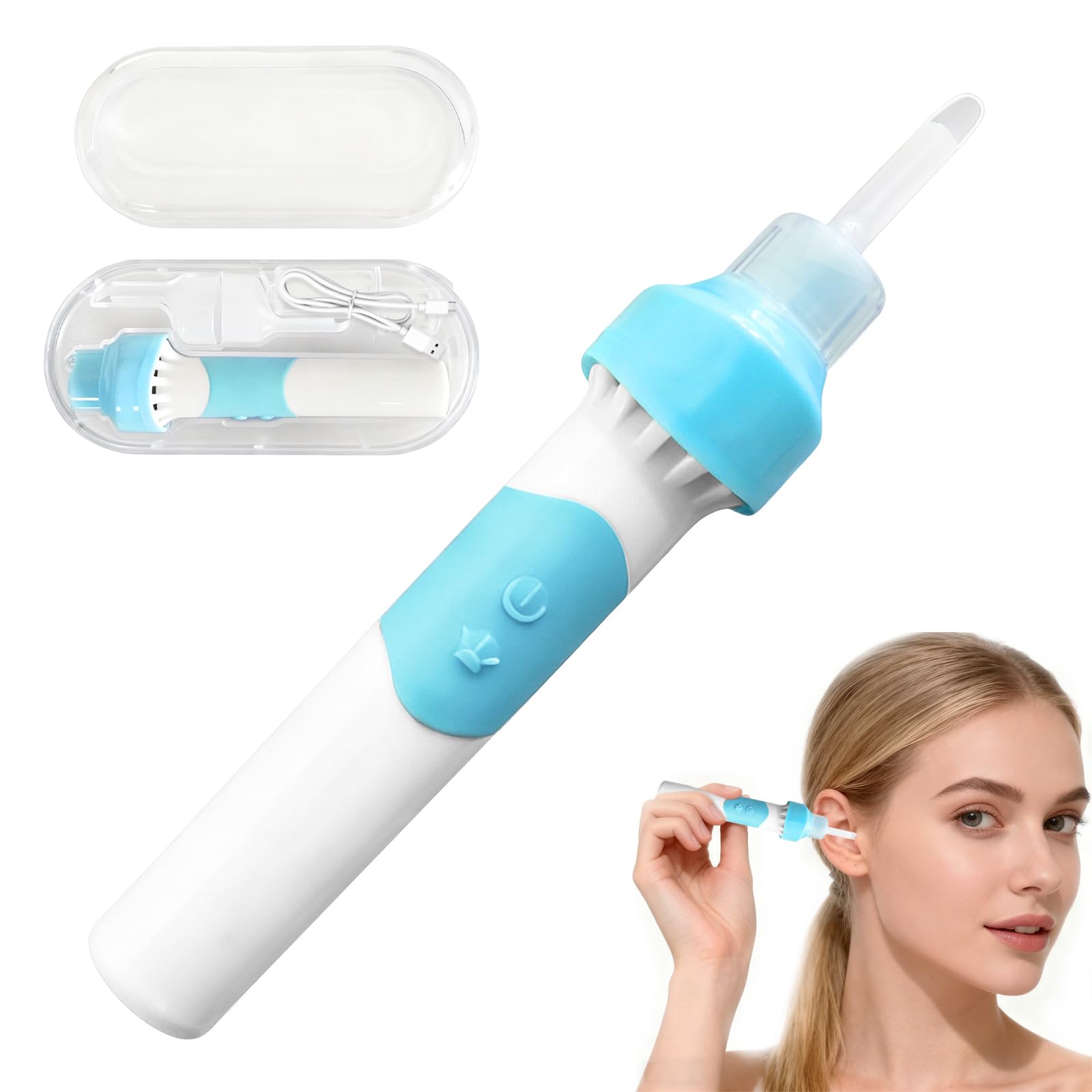 Oroclear Ohrenschmalz-Sauger, Ohrenreiniger Entferner, Brandneuer Wiederaufladbar Ohrenschmalz-Reiniger, Ear Cleaner mit 2 Waschbaren Ersatzköpfen, Beleuchtet, für Erwachsene, Kinder und ältere Me