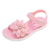 Little Girls Princess Sandals Soft Sole Non Slip Comfortable Fashion Open Toe Flat Sandals with Flower Decoration